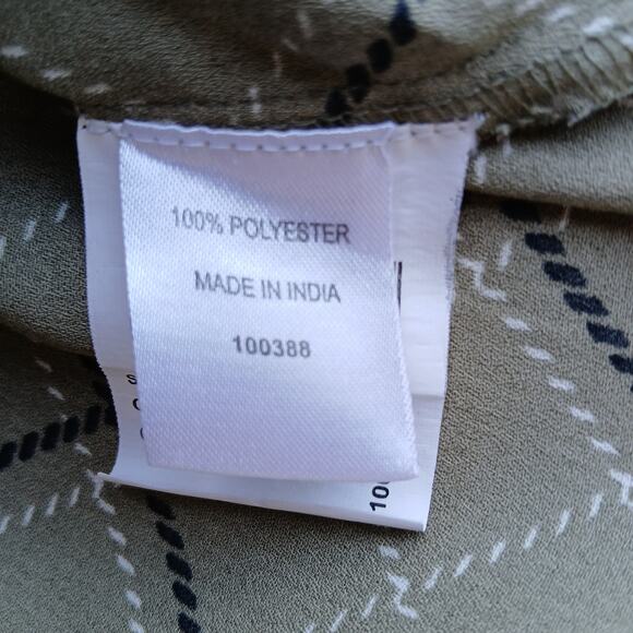 Annabelle Olive Plaid Print Blouse XS V-neck boho tunic 3/4 bell ruffle sleeve - Picture 4 of 11